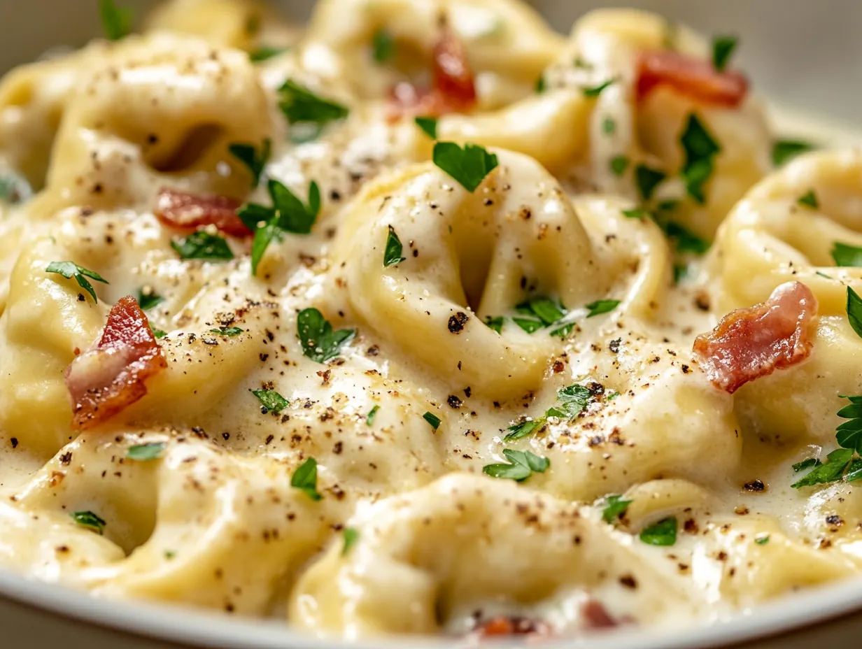 Quick & Creamy Tortellini Carbonara: Dinner in 30 Minutes!