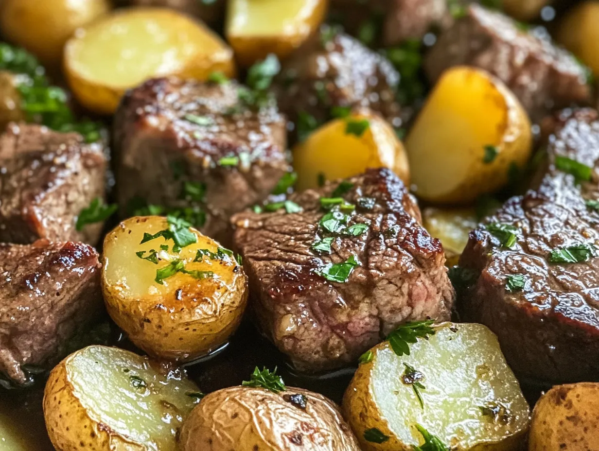 Unforgettable Garlic Steak Bites and Potatoes: Your New Favorite Meal finished dish